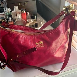 Coach patent leather hot pink convertible bag